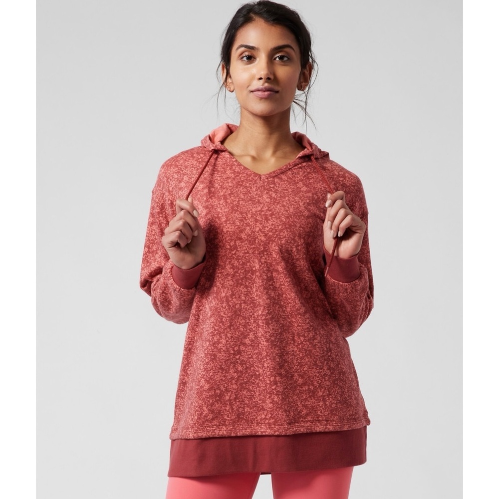 ATHLETA | Sundown Alliance Hoodie Sweatshirt in Red Rustic Floral Top Sz. Medium